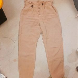ELODIE BOUTIQUE LADIES WOMENS MEDIUM MED M PAPER BAG WAIST KHAKI PANTS LK NEW